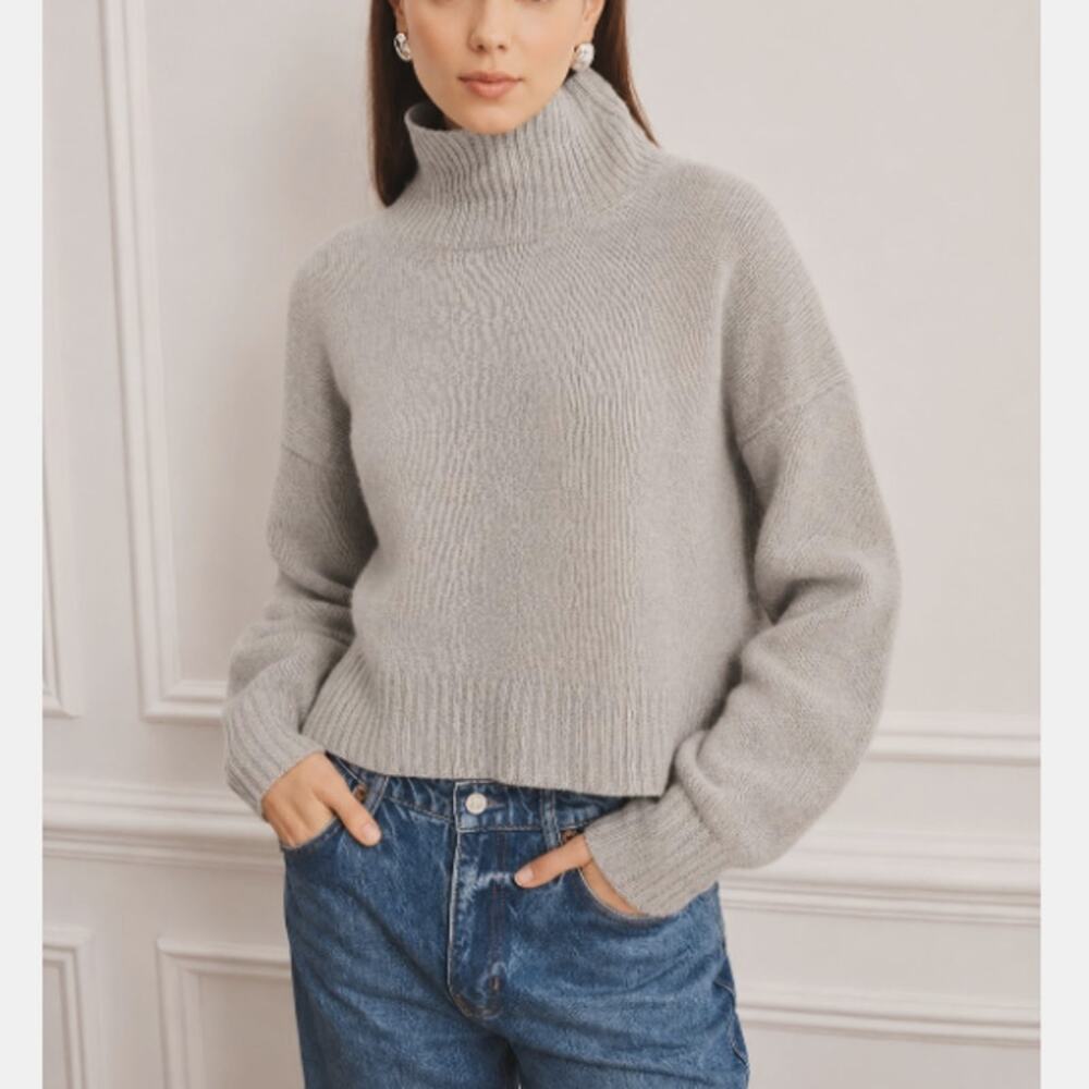 Naadam Women's Granite Heirloom Cashmere Oversized Turtleneck Pullover Size L